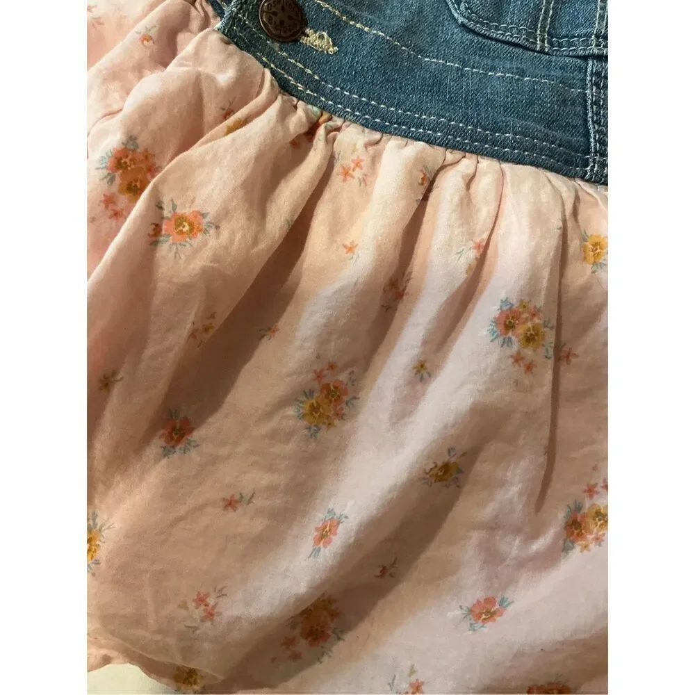 OshKosh Bgosh Overalls Sz 18 mo Denim Tulle Pink Floral